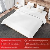 Ensemble de draps de lit en microfibre de luxe pour hôtel ensemble de 4 pièces en polyester tissé à motif uni King Size à poches profondes à usage domestique et hospitalier