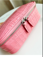 Sac de toilette JOYSUN en cuir à motif crocodile violet clair, fermeture éclair, imperméable, grande capacité, pour organiser les affaires