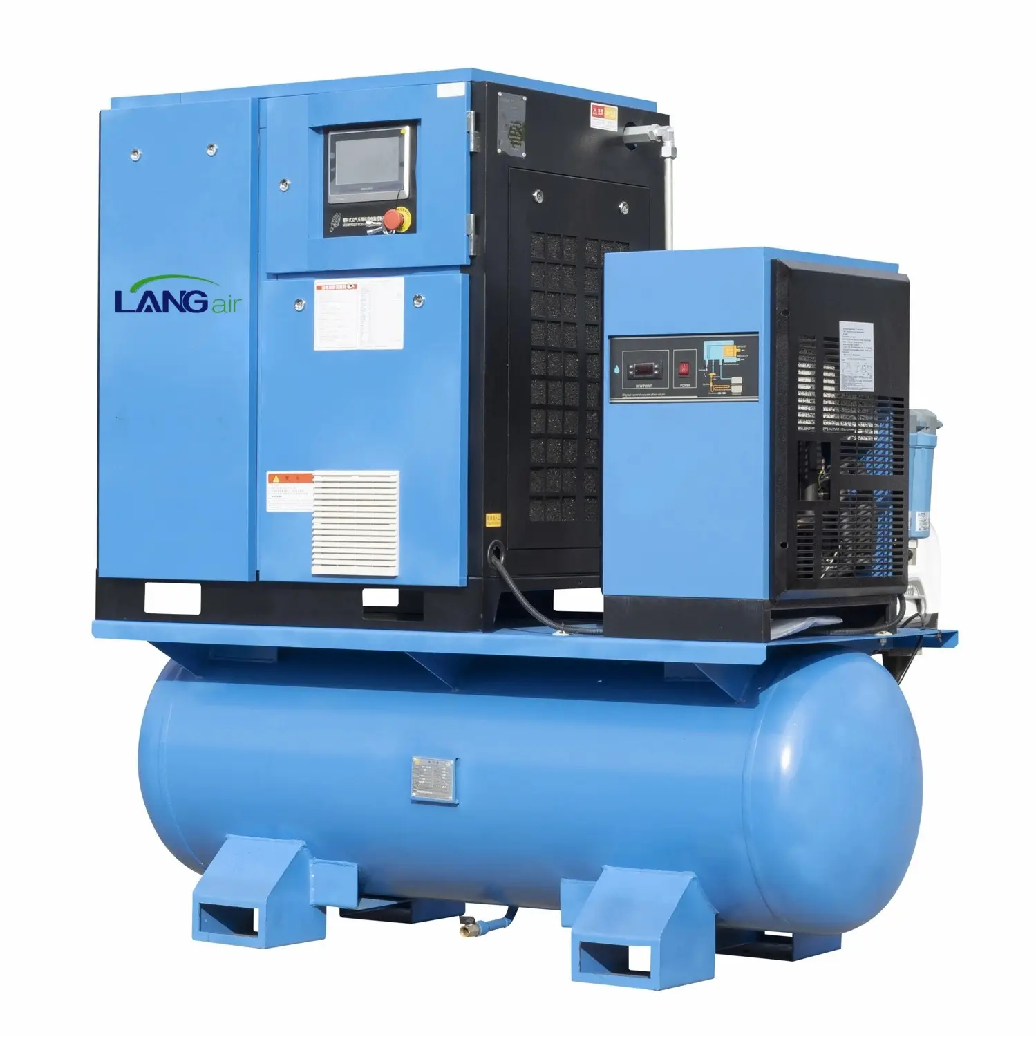 Compresor de aire de tornillo combinado Langair 10Hp 7,5 kW con filtro de aire secador de aire