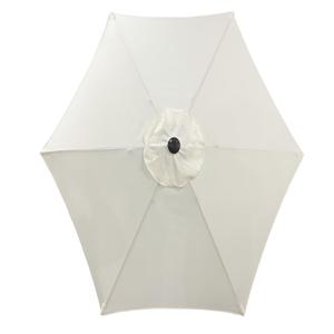 Parasol de terrasse design moderne 2,2 m, mât en aluminium, finition effet <span class=keywords><strong>bois</strong></span> avec <span class=keywords><strong>tuiles</strong></span> <span class=keywords><strong>et</strong></span> manivelle, <span class=keywords><strong>auvent</strong></span> résistant aux UV, couleur huître - Product Image 5