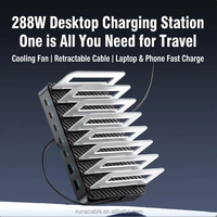 Chargeur GaN 288W, station de bureau 7 ports, organisateur de câbles USB-C rétractables, hub de charge rapide PD 100W pour ordinateur portable, smartphone, téléphone