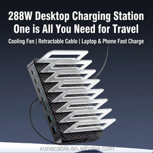 288W GaN-lader met 7 poorten, desktopstation, intrekbare USB-C-kabelorganizer, PD 100W snellaadhub voor <span class=keywords><strong>laptop</strong></span>, smartphone en telefoon - Product Image 6