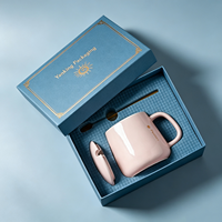 Boîte cadeau en papier rigide avec couvercle et base, logo personnalisé, emballage en deux parties avec insert pour tasse, parfum, ensemble cosmétique