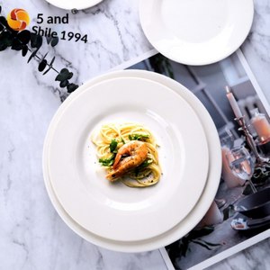 Melamin-Teller im Western-Stil, Weißer Flacher Teller, Porzellan-Imitat, Knochenteller für Steaks, Rund mit Solidem Muster, Großhandel - Product Image 4