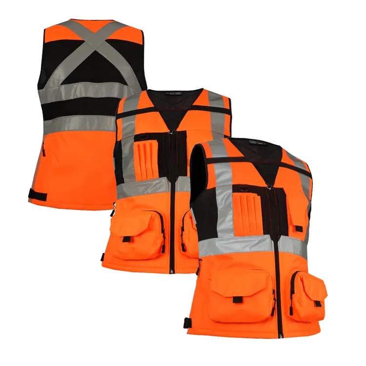 2023 ALLFLY safety vest construction heat transfer Custom Workwear Winter Cloth ladies vest Safety Reflective women vest top