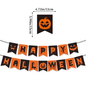 Banderas Decorativas Temáticas de Halloween 2025 para Fiestas Transfronterizas, Venta al por Mayor, Diseños de Calabazas, Murciélagos y Telarañas <span class=keywords><strong>en</strong></span> Naranja y Blanco para Hogar y Escuela - Product Image 3