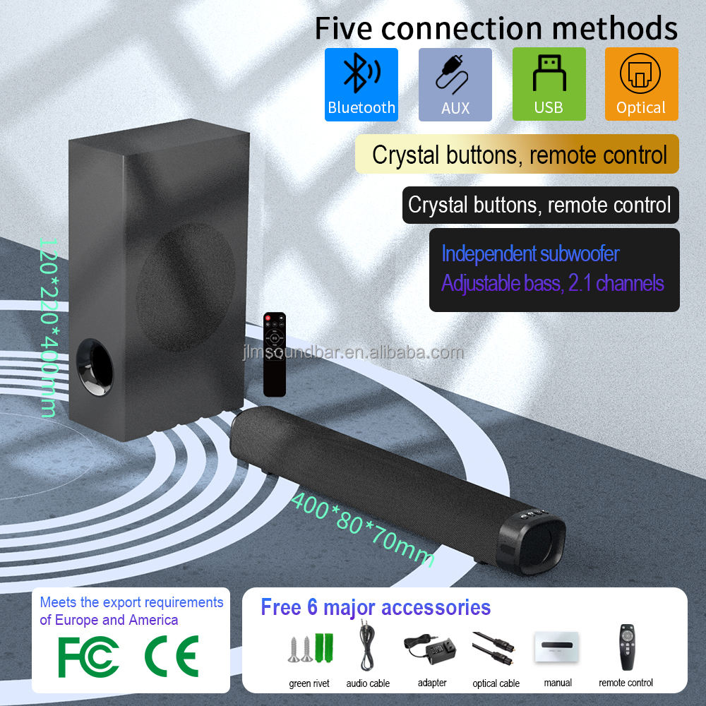 2.1CH TV Soundbar avec Subwoofer