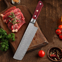 KEENHOPE Set Pisau Dapur Profesional Jepang 7pcs Damascus 67 Lapisan VG10 10Cr15CoMoV Inti Baja Chef Santoku Gagang Kayu Cendana