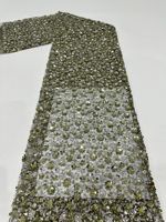 En stock en gros deux tons fleur de prunier brodé paillettes perles perles dentelle maille Net tissu robe de mariée fête scène Costume