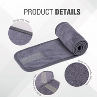 Bandeaux pour femmes en microfibre grise personnalisés en gros, avec logo brodé, séchage rapide, confortables, doux, pour le lavage du visage, le yoga et le spa