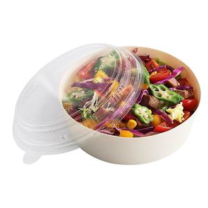 Boîtes à lunch biodégradables en bois pour la restauration, emballages à emporter, contenants alimentaires jetables, boîte à salade avec couvercle - Product Image 4