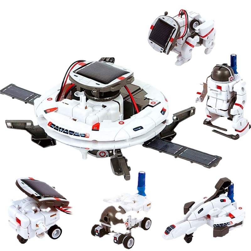 2021 новый обновленный обучающий научный космический конструктор stem, игрушки 6 в 1, игрушечный робот на солнечной батарее, набор для детей