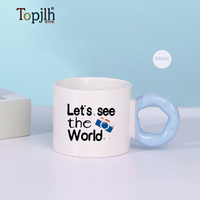 Tasse en céramique Topjlh de 240 ml avec poignée tournesol, vente en gros, prix d'usine, articles promotionnels pour cadeaux personnalisés