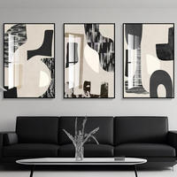 Pintura Decorativa Moderna de Lujo para el Hogar, Arte Abstracto Minimalista en Blanco y Negro, Pintura de Porcelana de Cristal para Pared