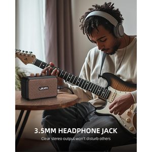 Lekato Mini Guitar <b>Amplifier</b> 5W Bluetooth Rechargeable Electric Guitar Amp Dual <b>Speakers</b> Brown - Product Image 4