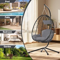 Chaise suspendue pliable en osier PE, chaise œuf moderne, support en acier pour chaise suspendue, en promotion
