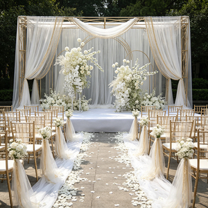 DKB Flower White Roses <b>Artificial</b> Flower Wedding Backdrop silk Flowers for party Background decoration - Product Image 3