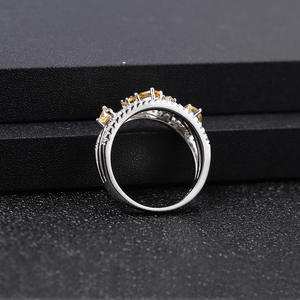 มีสินค้าในสต็อก แหวนพลอยคริสตัลสีเหลืองฝังเงิน 925 วินเทจ ความสง่างามสูง ขายตรงจากโรงงาน - Product Image 4