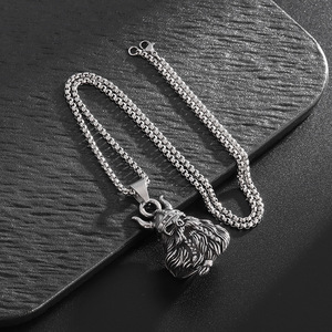 Pendentif Casque de Viking en Argent Tibétain pour Homme, Collier Rétro au Design Nordique, Motif Squelette Géométrique, Usage Quotidien LD044 - Product Image 4