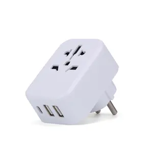 World to Europe Travel Adapter USA/Australia/China to EU r with 2 USB and 1 USB C with BS8546/CE/CB certifications