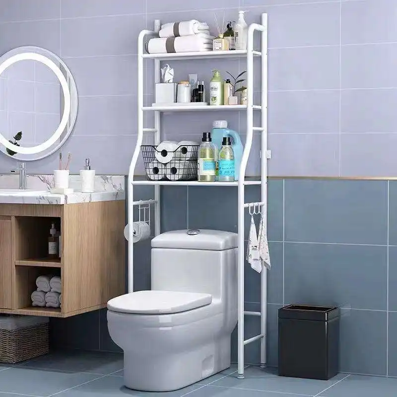 OEM/ODM étagère de rangement en métal pour toilettes de salle de bain voilier étagère de rangement pour toilettes à 3 niveaux au-dessus des toilettes