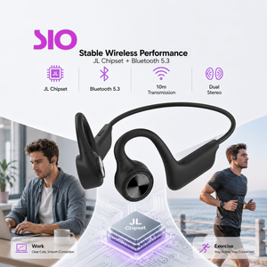 Écouteurs sans fil à conduction osseuse pour le sport, à commande vocale, étanches IPX8, Bluetooth 5.3, à fixation auriculaire - Product Image 1