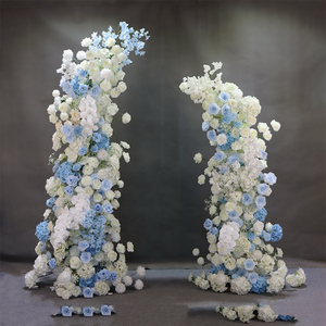 Arche de mariage en forme de trompette avec toile de fond florale, arrangement d'arche de fleurs artificielles, décoration de mariage - Product Image 6