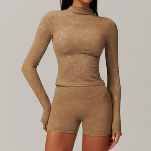 Quick-Drying Seamless Training T-Shirt Crew Neck Tight with Slim Fit Breathable Yoga <b>Tops</b> for Running Workout Long Sleeve design - Product Image 4