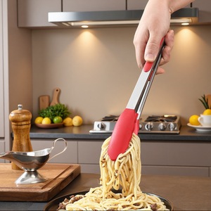 Silicone Tongs Set 6 Pcs Stainless Steel Heat Resistant Kitchen Tongs For Baking Frying Grilling <b>Meat</b> Steak - Product Image 3