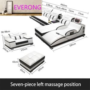 Canapé d'angle multifonctionnel en cuir, design moderne et simple, pour salon, avec fonction massage, facile d'entretien, idéal pour appartement, disponible en plusieurs tailles - Product Image 2