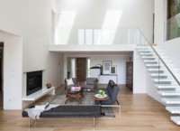 Rampe d'escalier en bois CBMmart, garde-corps en verre pour escaliers intérieurs à monopoutre