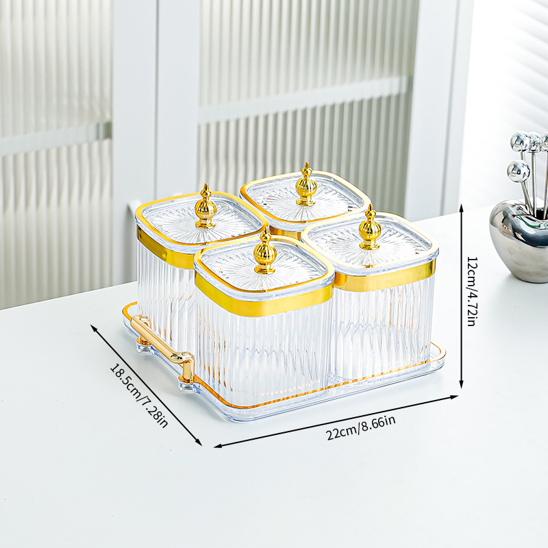 Tour transparente perle carré coin pot 4 grille plateau 1 set