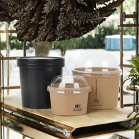 Conteneur alimentaire à emporter, bol à salade jetable en papier kraft à paroi simple, recyclable, avec couvercle, diamètre et logo personnalisables