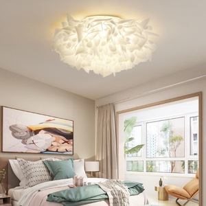 Petal Cream <b>Ceiling</b> <b>Light</b> Led Round Touch Control Single Head Chandelier For Bedroom Living Room - Product Image 3