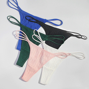 Tanga de mujer de cintura alta con encaje festoneado, de moda, ultra suave, sin costuras, esencial para el día a día, ropa interior cómoda e informal - Product Image 2