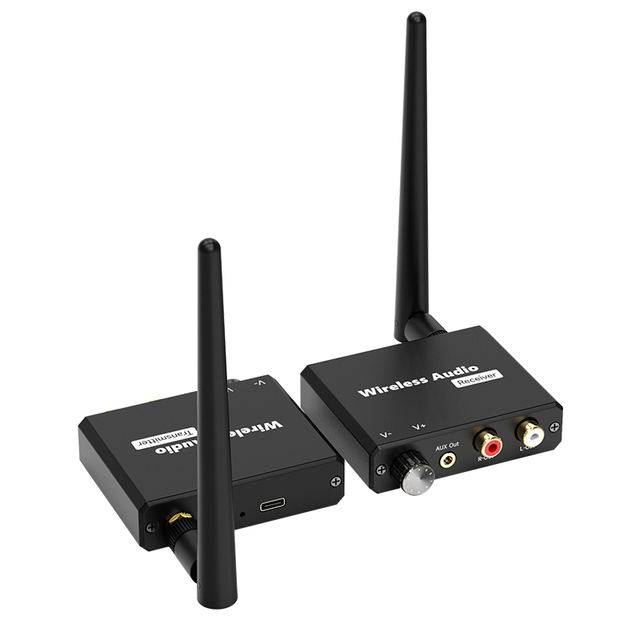 Wireless 3.5mm+RCA Transmitter and Receiver 50M Wireless Audio Music Adapter RX/TX 2.4G With 3.5mm R/L RCA Audio