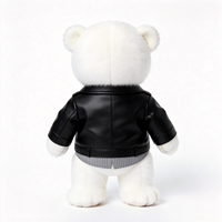 Peluche Ours Blanc Cool Style Motard, Douce et Moelleuse, Vêtu d'une Veste en Similicuir Noir