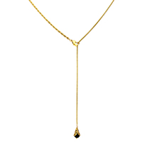 Mode Long Lariat Y En Forme De Collier Réglable En Acier Inoxydable Twist Corde Boîte Chaîne Noir Agate Goutte D'eau Colliers Bijoux