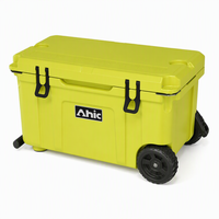 Glacière rectangulaire à roulettes en polypropylène ultra-légère 55L, rotomoulée, grande, isolée, portable, pour la plage et le camping