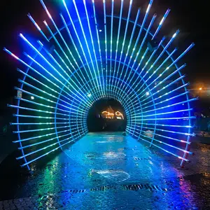 Novo design de túnel para cenário de casamento, decoração de feriados e eventos de Natal, túnel iluminado ao ar livre, luzes LED