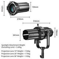 Godox VSA-19K VSA-26K VSA-36K Accessoire de projecteur conique Snoot Condenseur optique avec monture Bowens pour éclairage LED VL300 SL150II