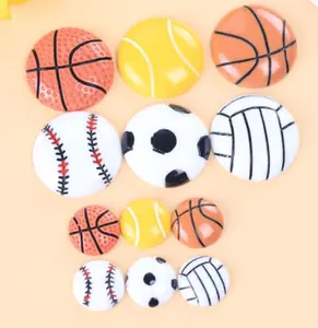 Grosir datar belakang cabochon resin kawaii tenis bisbol sepak bola basket jimat desain baru untuk sepatu Gelang membuat perhiasan