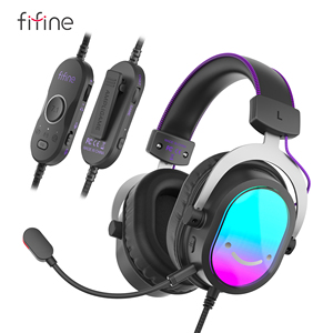 <span class=keywords><strong>Casque</strong></span> de jeu DJ FIFINE H16, son surround 7.1, circum-auriculaire, éclairage RVB vibrant, microphone ANC, boîte de contrôle, streaming USB-A 2.0, PC, PS5 - Product Image 1