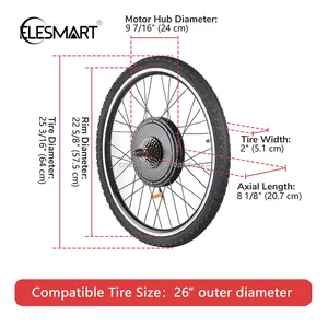 ELESMART fabbricazione 26 "x 1.75" 45 km/h 1000w 48v Display LCD bici elettrica bicicletta Kit di conversione Ebike motore ruota posteriore