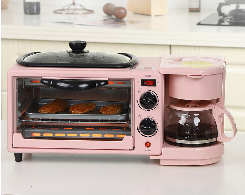 Kitchen Breakfast Oven 3 in 1 Electric Mini Oven for Baking Coffee Fried Eggs