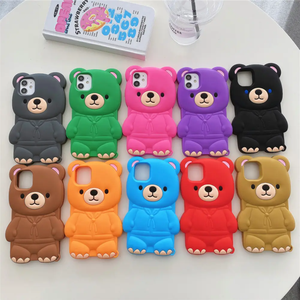 3D mignon ours <span class=keywords><strong>Kawaii</strong></span> dessin animé Silicone <span class=keywords><strong>téléphone</strong></span> portable couverture arrière étui pour fille Iphone 6 7 8 Plus X XS XR 11 12 13 14 15 Pro MAX - Product Image 2