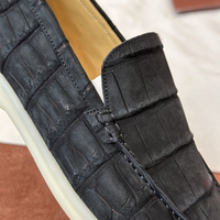 Mocassins montants pour hommes en cuir gaufré crocodile, à enfiler, semelle souple, style Old Money décontracté, chaussures de luxe italiennes originales
