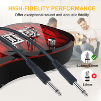 Câble Instrumental 6,35 mm à 6,35 mm, Jack Audio Stéréo TRS Mâle-Mâle 1/4 Pouce pour Guitare Électrique, Basse, Amplificateur, Haut-Parleur