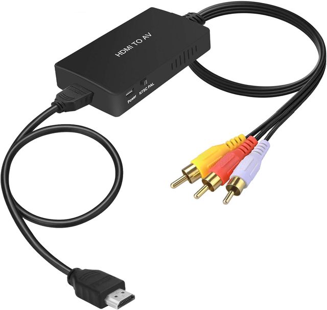 HDMI to RCA Converter, HDMI to AV Composite Video Audio Converter Adapter for TV Stick,Roku,PS4,Xbox, Switch,Blu-Ray,DVD Player