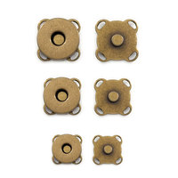 Lot de 10 paires de fermoirs magnétiques à coudre, à tige carrée en métal robuste, pour couture à la main, installation facile, 14 mm, logo en relief, réutilisables (Antique)